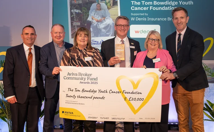 The presentation of a £20,000 award to the Tom Bowdidge Youth Cancer Foundation